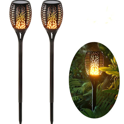 Solar flickering tiki torch light, 120cm height, IP65 outdoor garden spotlight with 12-51 LEDs