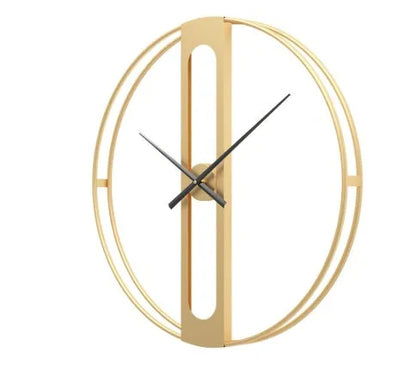 Large round metal wall clock with black finish showing analogue dial, 50cm in diameter.