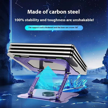 Carbon steel folding rotating notebook bracket, 260 x 220 x 46mm, for tablet and laptop desks