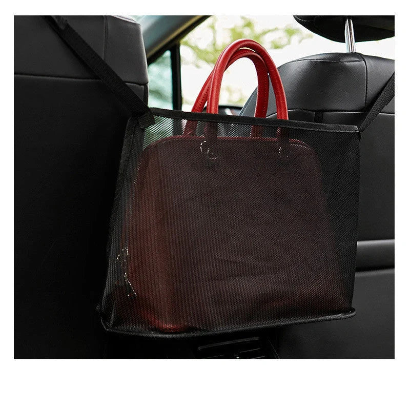 Car mesh bag organiser in red and black, dimensions 40x12x26cm