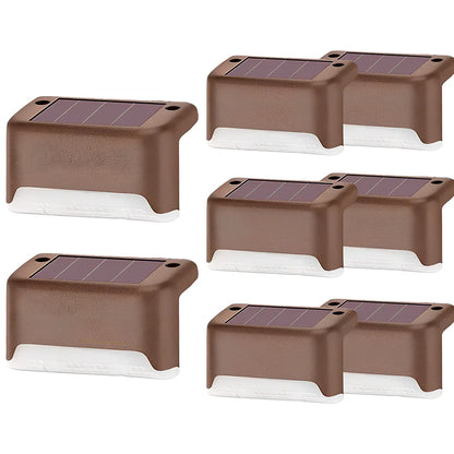 Coffee-coloured solar step light with solar panel, dimensions 78x45x42mm