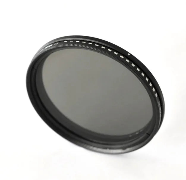 Adjustable camera ND filter set with diameters from 37mm to 95mm for light reduction