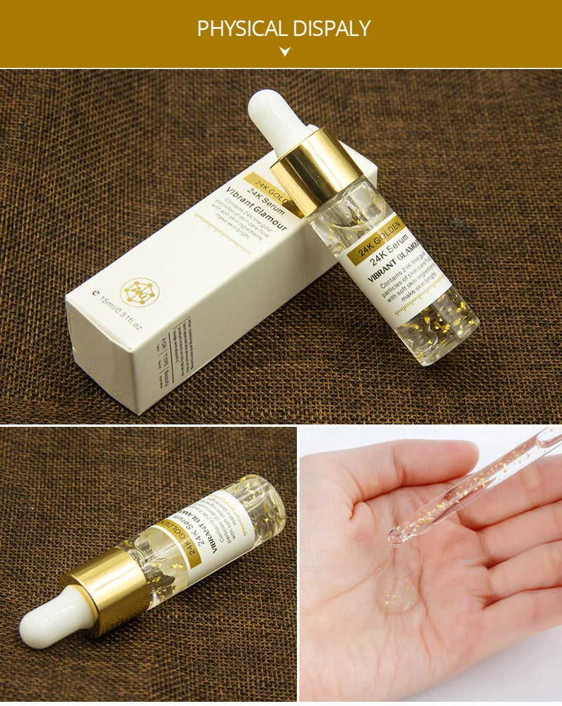4K Gold Serum bottle with 24K pure gold formula for skin tightening and brightening