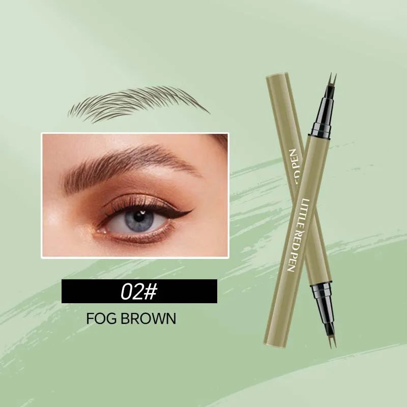 Two fork eyebrow pencil with waterproof liquid eyeliner tip in brown and black colours