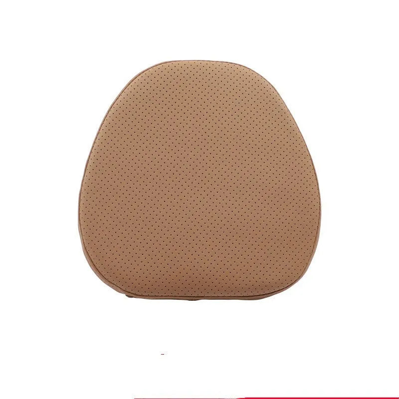Minimalist brown car headrest pillow and lumbar seat cushion set for neck and back support