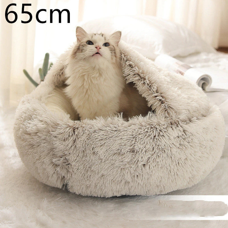 Cozy All-in-One Pet Bed in various colors and sizes, providing a plush and comfortable retreat for cats and dogs