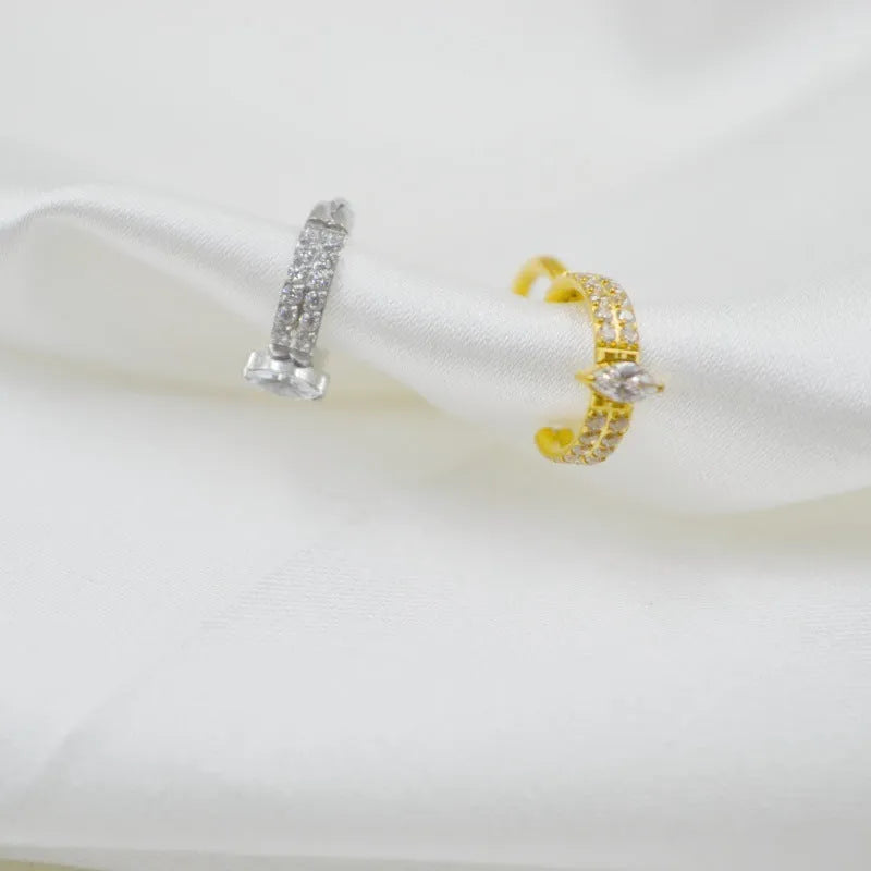 Heart shaped zircon earrings in titanium steel with diamond treatment in gold and silver colour options