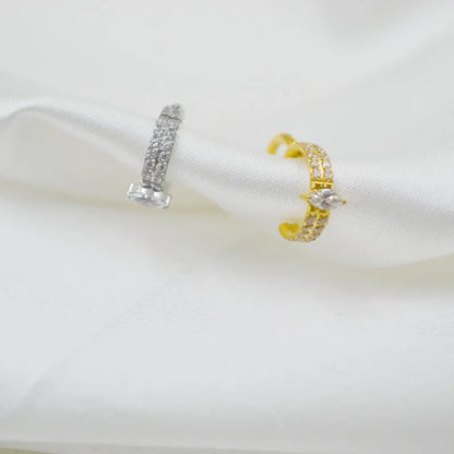 Heart shaped zircon earrings in titanium steel with diamond treatment in gold and silver colour options