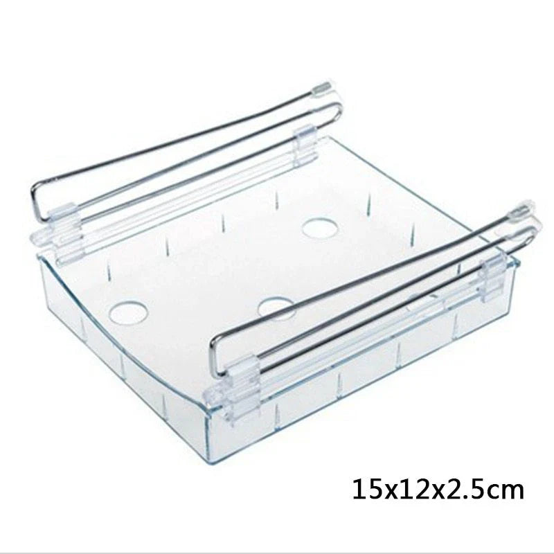 Versatile refrigerator organiser rack with drawer design, made of durable PP material for effective storage and organisation in the kitchen