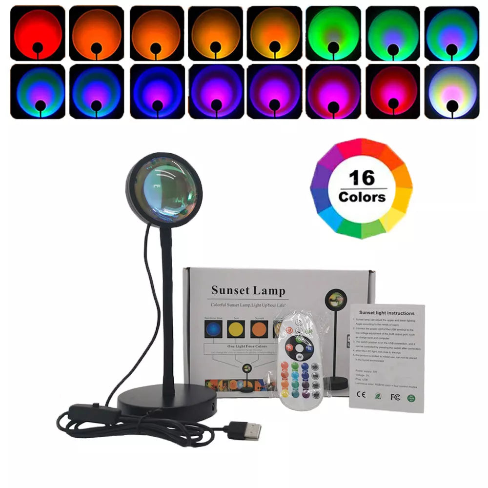 WiFi LED Sunset Projector Light with 16 colour options and 360° rotation