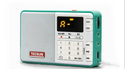 Tecsun Q3 portable digital audio player and FM broadcast recorder in multiple colour options.