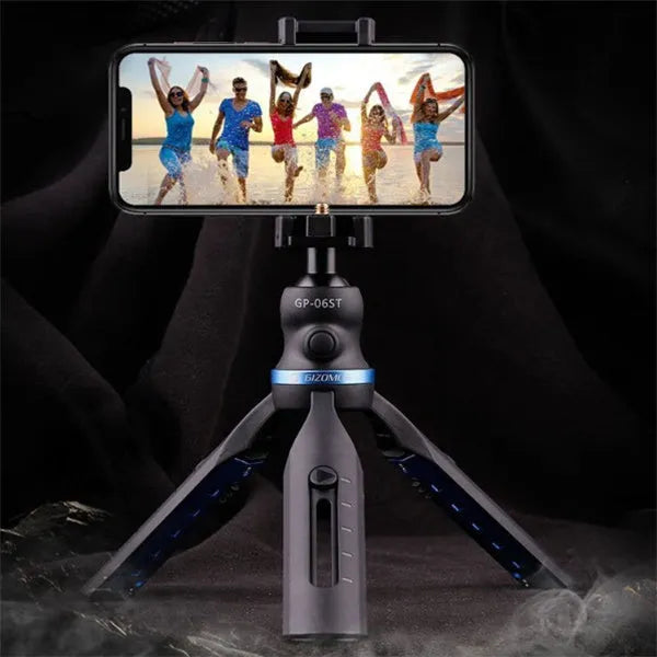 Black desktop smartphone tripod compatible with Apple iPhone and Huawei P30 models