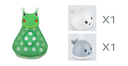 Electric induction whale spray toy for baby bath time with automatic water spray and flashing lights