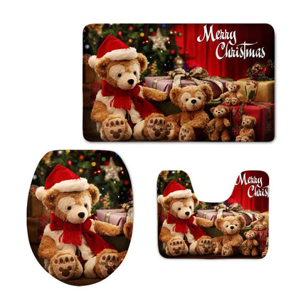 Custom 3D style bathroom set with flannel mats and toilet seat cover