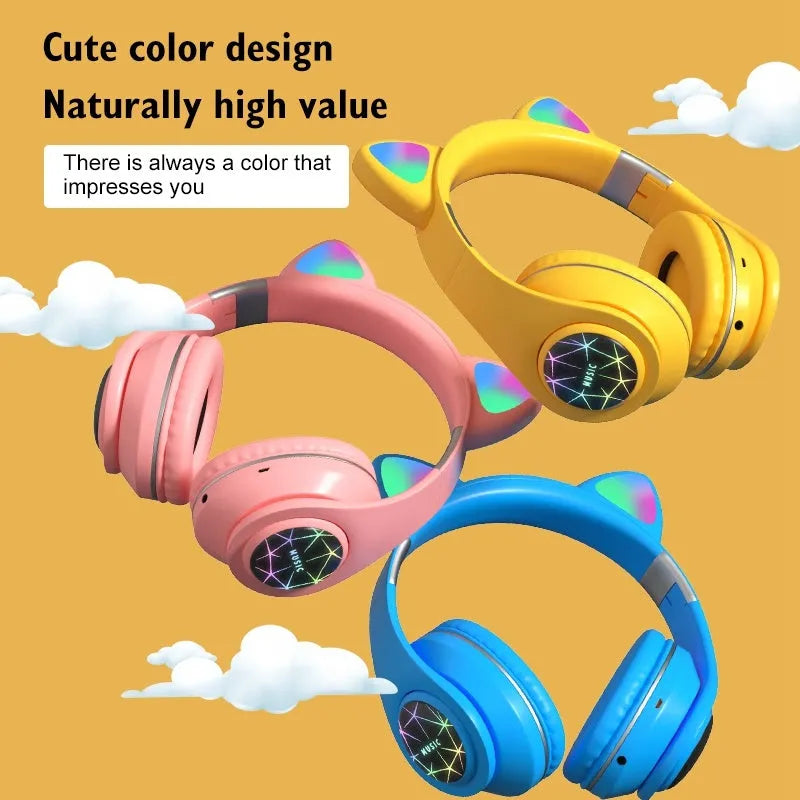Cat ear design wireless Bluetooth sports headset in multiple colours with 10m range