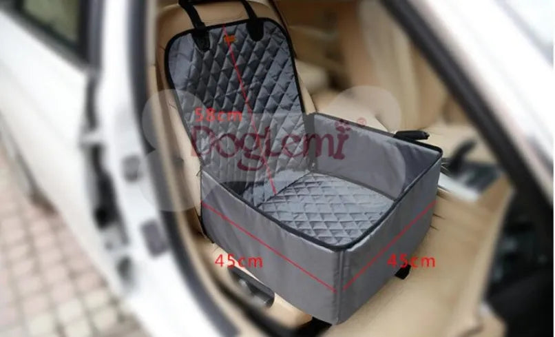 Waterproof nylon pet seat cover for car, 45x45x58cm, black grey beige, with adjustable strap