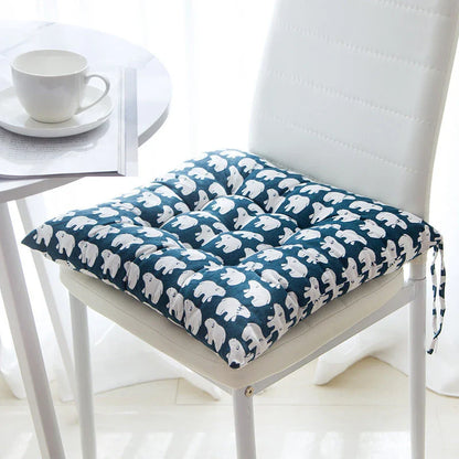 Soft and supportive linen-cotton chair cushion with various color and pattern options