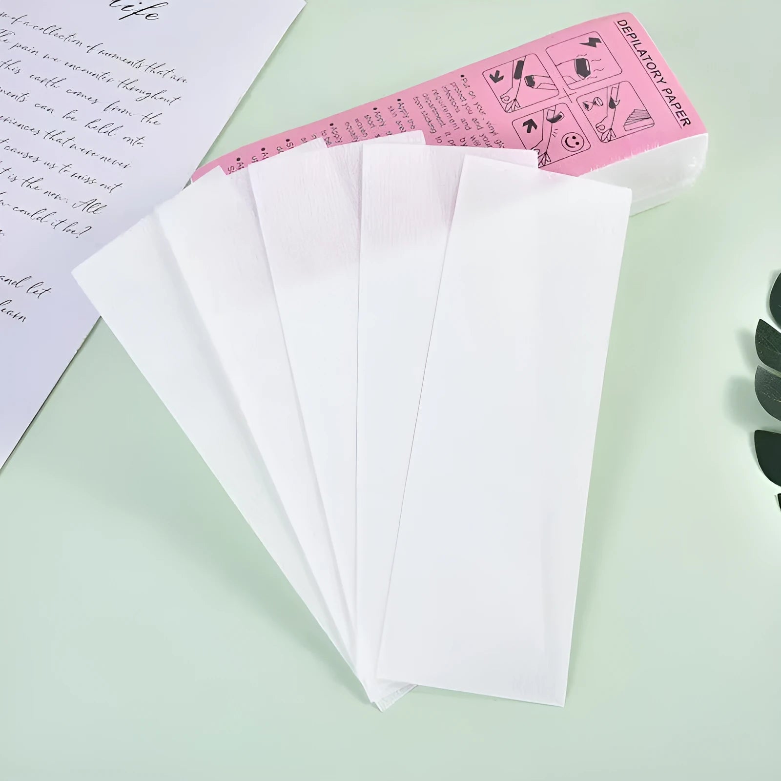 Non-woven fabric hair removal waxing paper strips in pack of 50 or 100 pieces