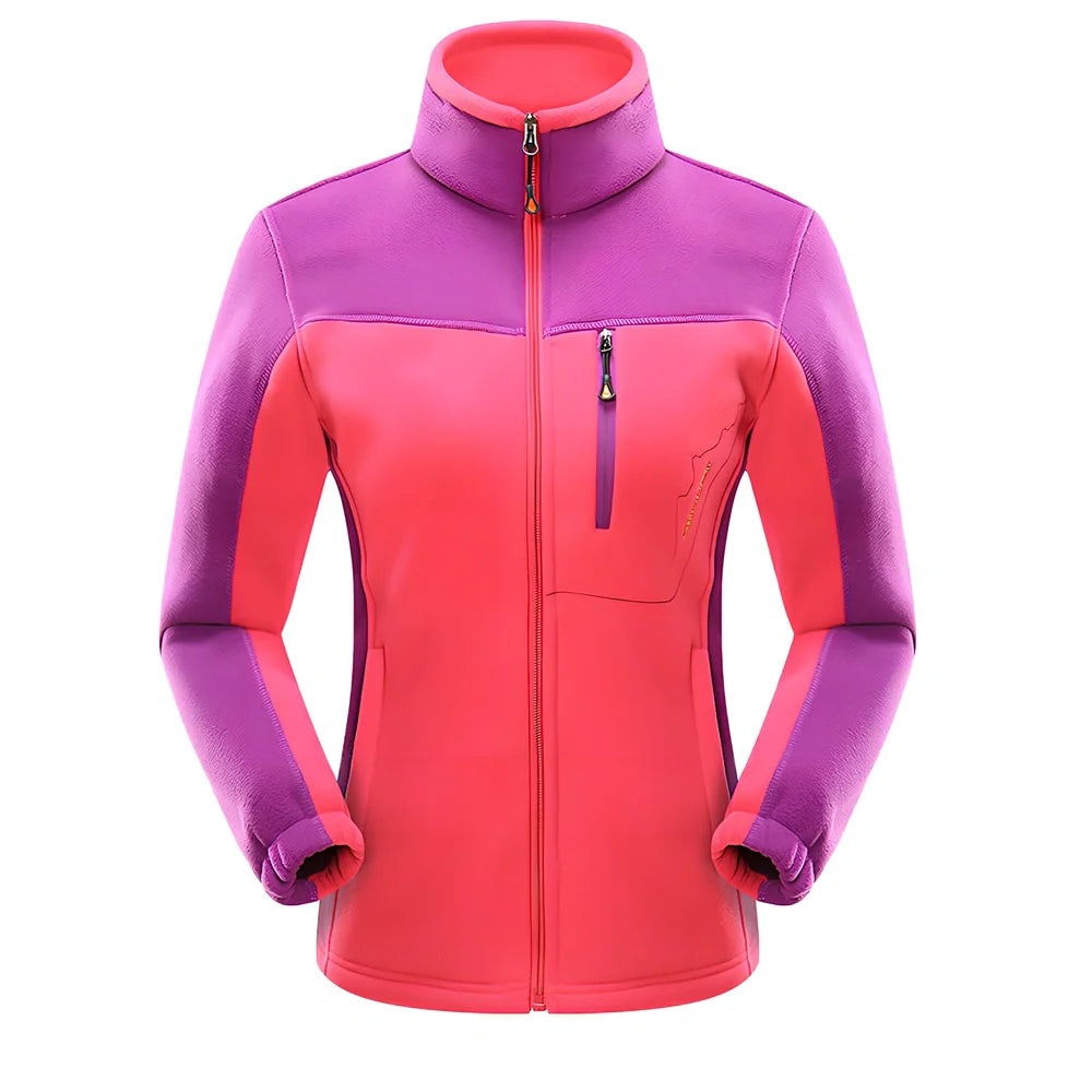 Polar fleece couple cardigan with contrasting colour panels in autumn winter wear