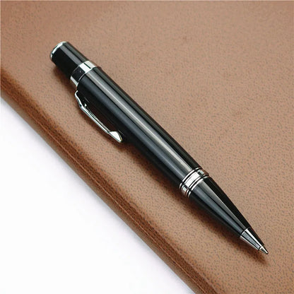 Baozhu black full metal pocket rollerball pen with two spare refills.