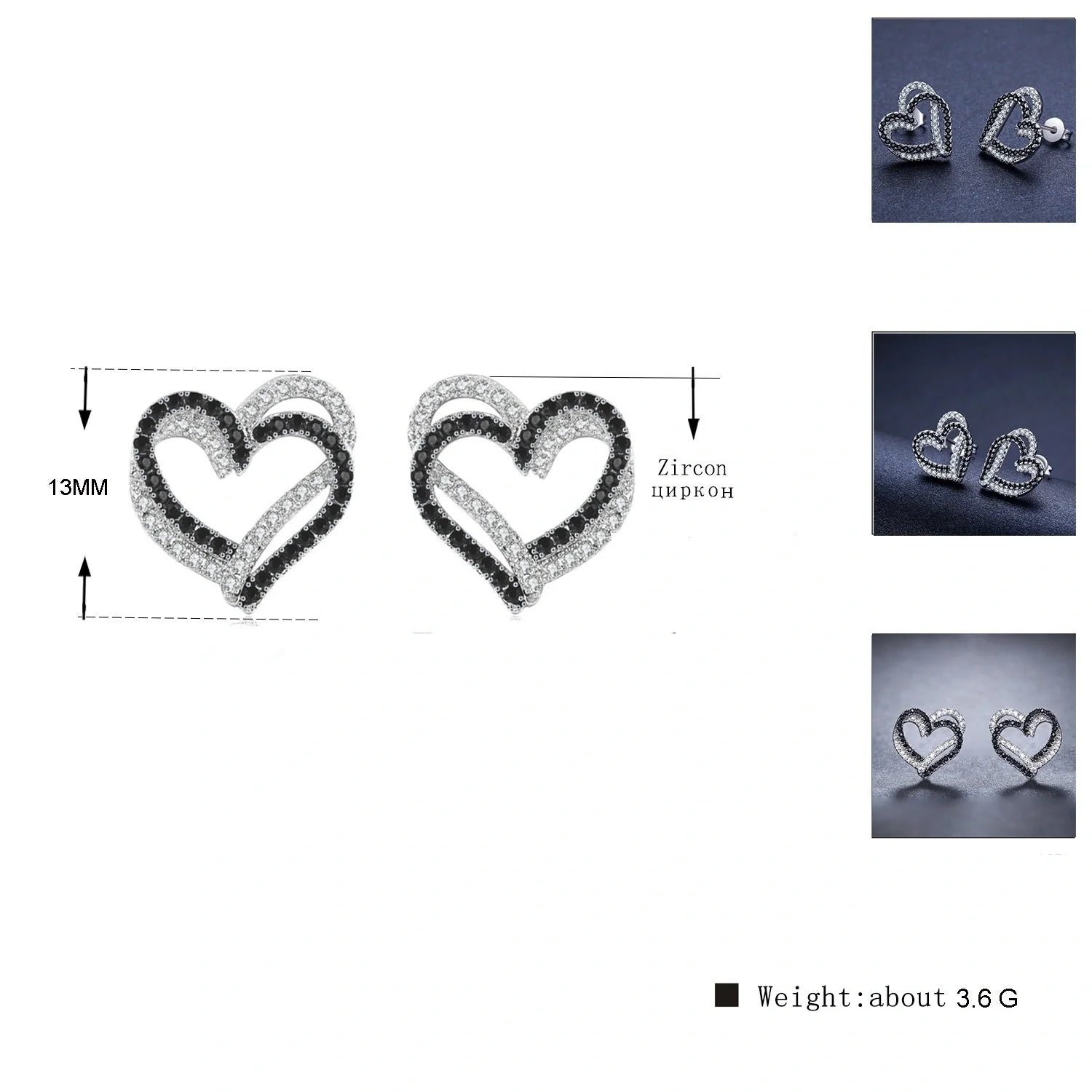 Elegant copper double buckle love earrings with heart details