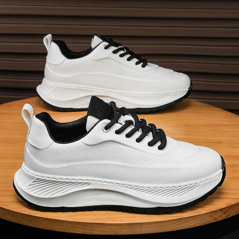 Stylish thick-sole sneakers in various colors, featuring stitching details and a lace-up design for a customizable fit