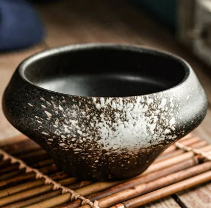 Ceramic tall bowl with Edo pattern, 15cm height, microwave-safe porcelain for soups and noodles