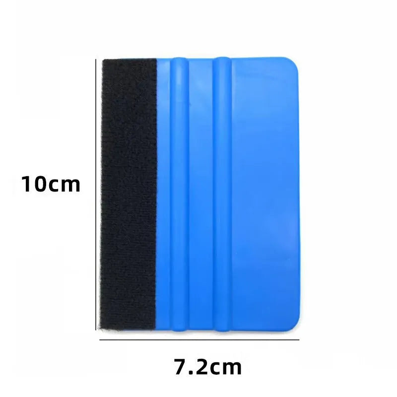 4-piece plastic car film wrapping tool kit with scraper blade set in transparent ziplock bag