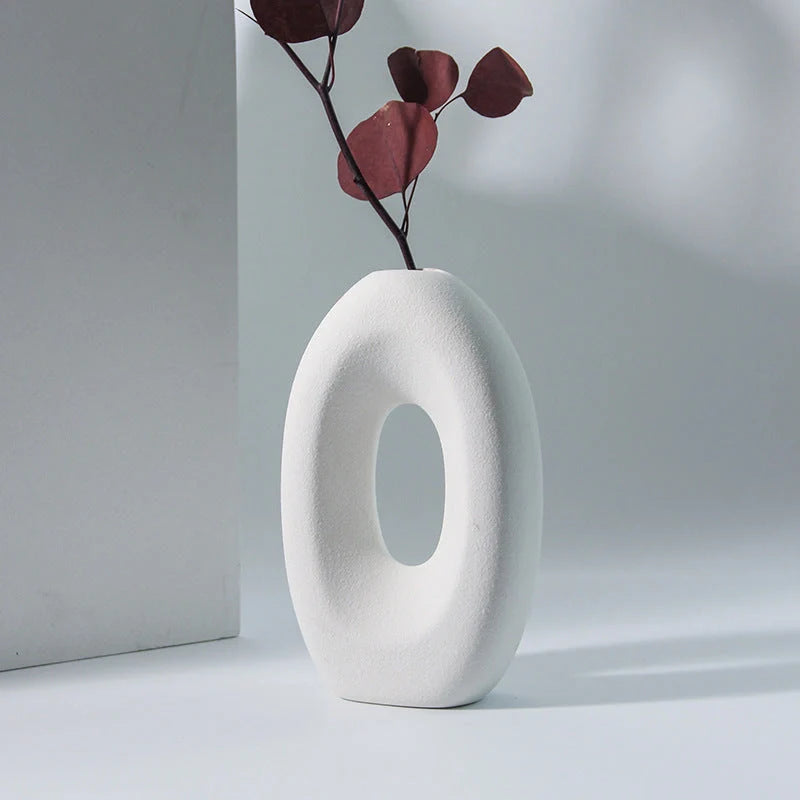Handmade ceramic vase with frosted finish for flower arrangements