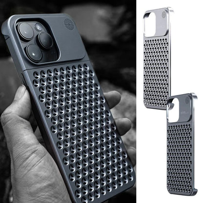 Aluminum alloy iPhone case with hollow design for heat dissipation and aromatherapy feature