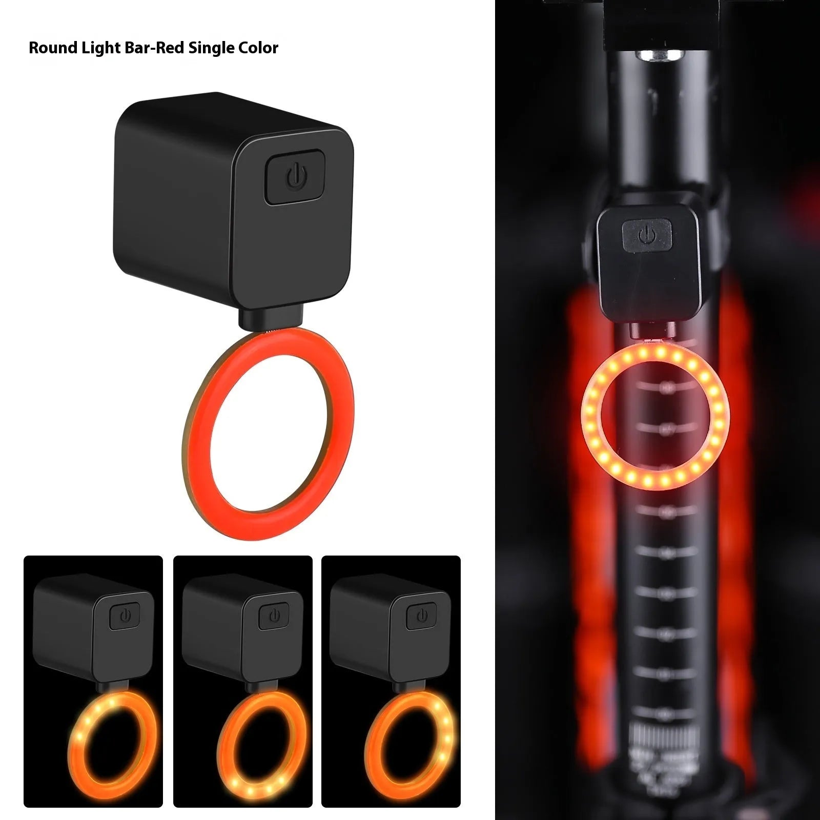 Bicycle running water taillight safety indicator lamp showing LED lighting pattern