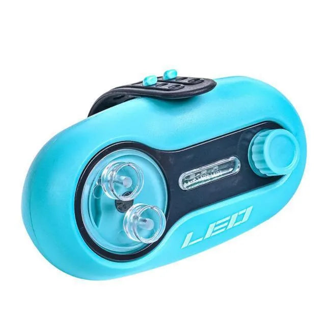 Telescopic fishing rod alarm with night fishing signal light in blue or black rocker/turntable styles