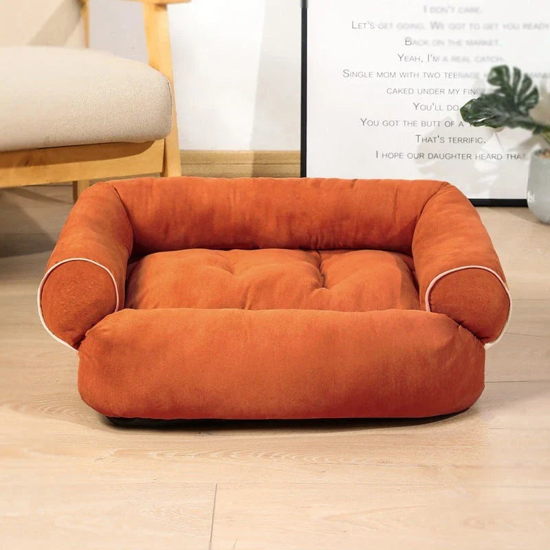 Cosy pet bed with plush fabric and high-elastic padding for cloud-like comfort and support