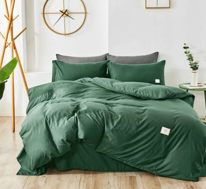 Home Textile bedding set showing duvet cover, flat sheet and pillowcases in a choice of ten colours.