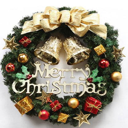 Christmas wreath with natural pine, pine cones, berries, and creamy clover frost decoration