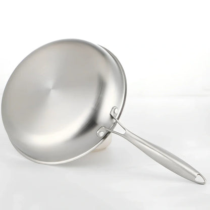 26cm stainless steel frying pan with even heat base, 1.2kg, suitable for induction hobs