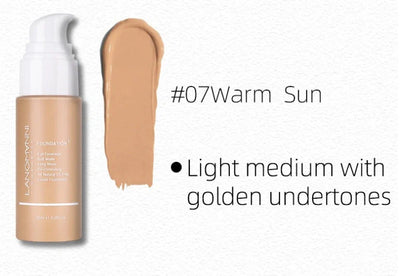 Matte oil control concealer liquid foundation in 30ml container with 13 shade options displayed