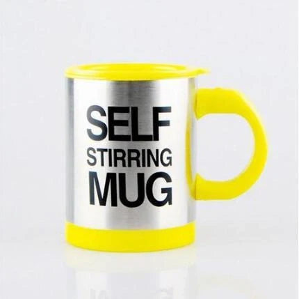 Self-stirring magnetic mug in stainless steel with food-grade PP plastic lid