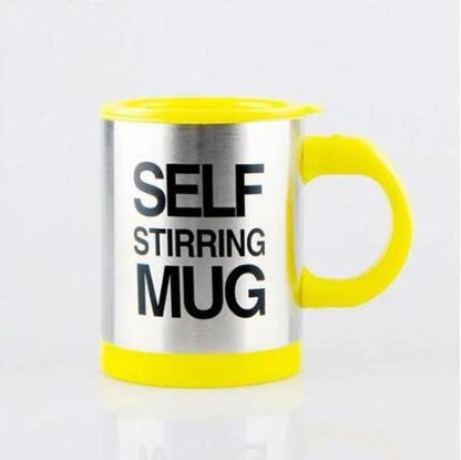 Self-stirring magnetic mug in stainless steel with food-grade PP plastic lid