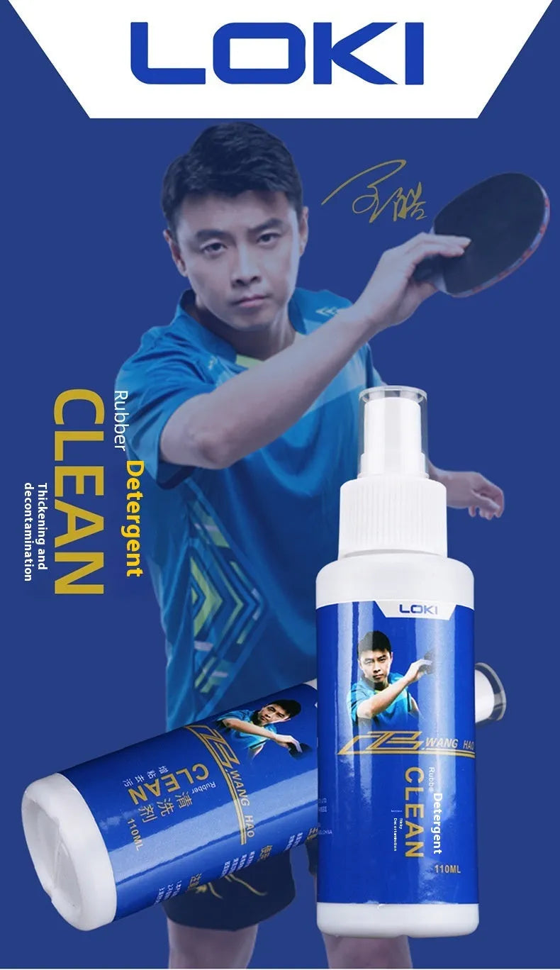 110ml bottle of table tennis rubber cleaning liquid with a white sponge applicator.