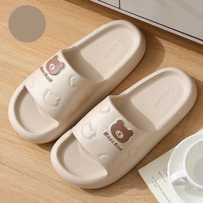 Cartoon bear slippers with thick non-slip EVA sole in various colours