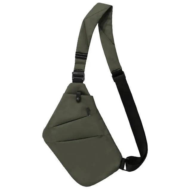 Canvas chest bag 31x20x1cm, 190g, one-shoulder crossbody with anti-radiation fabric inside, smoke black or silver grey