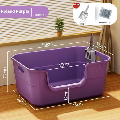 Oversized semi-closed cat litter box in selected colour with free extra-large litter scoop