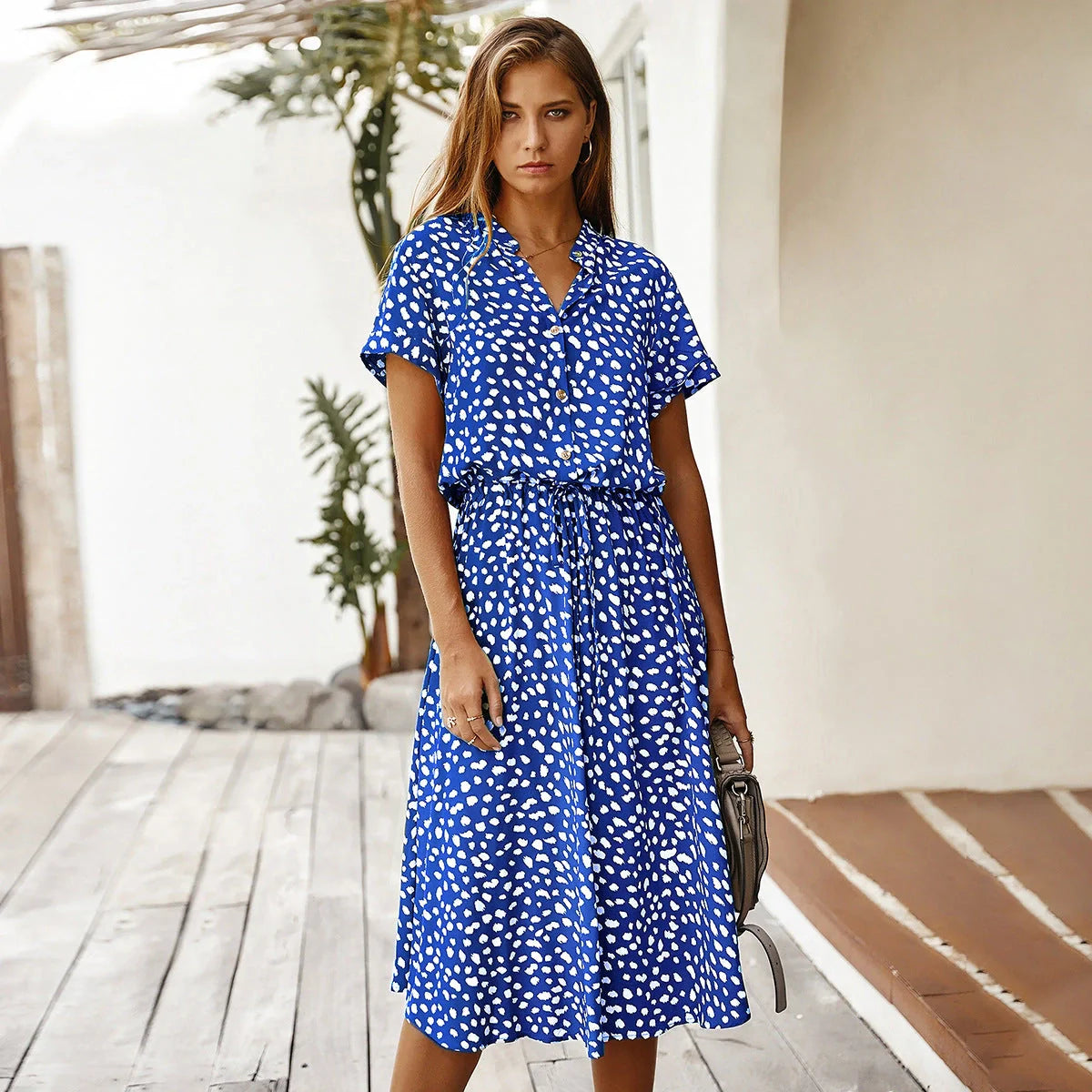 Women's Wave Point Short Sleeve Dress in various colors and sizes