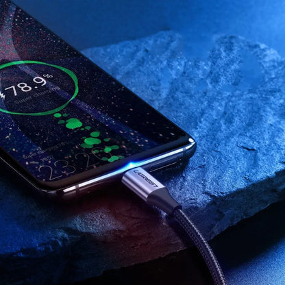 UGREEN nylon-braided USB-A to USB-C fast charging cable with alloy connectors for Samsung S10.