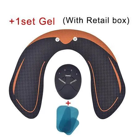 EMS hip muscle training stimulator with host unit and buttock patch for abdominal toning and buttock lifting