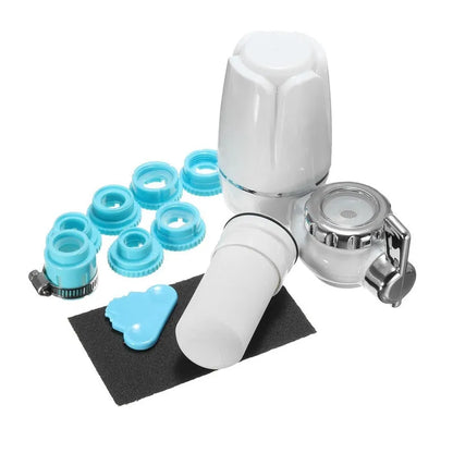 White kitchen faucet water filter with ceramic cartridge and universal tap adapter