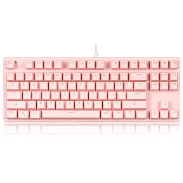 Mechanical Keyboard with Green Shaft and 87 Non-Punch Keys in various colors