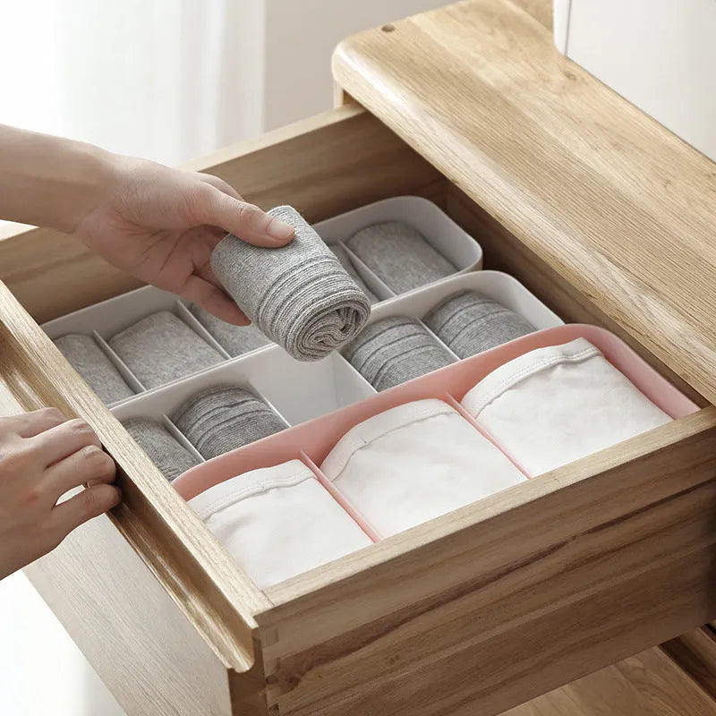 PP plastic drawer organiser box for socks and underwear storage in apricot colour