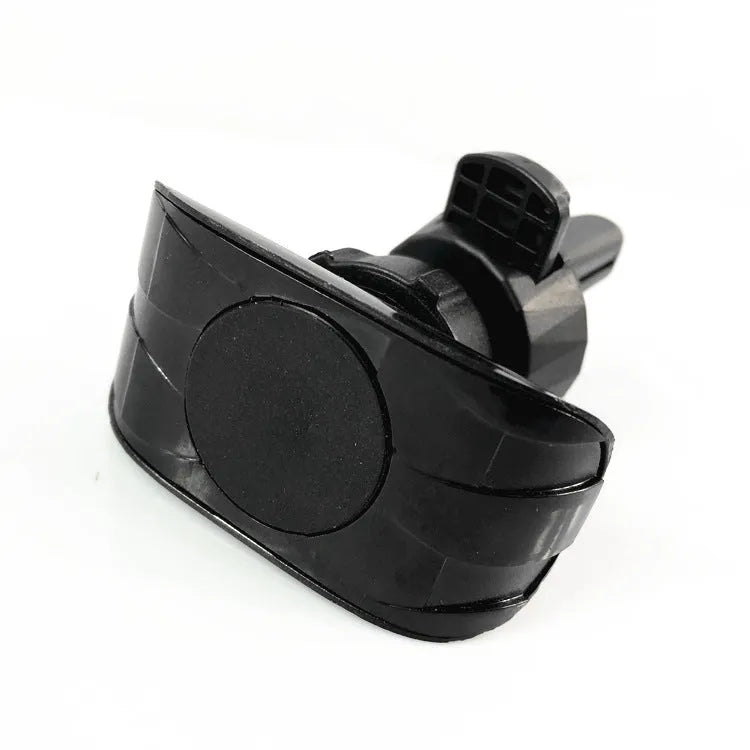 Matte black car phone holder clipped onto a car air vent